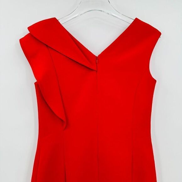 Rickie Freeman Teri Jon Size 2 Red V Neck Cocktail Sheath Dress Mini Occasion - Picture 7 of 9